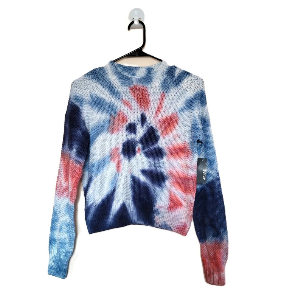 *NEW* ARDENE Pink/Blue/White Tie Dye Women's Cropped Sweater Size Small